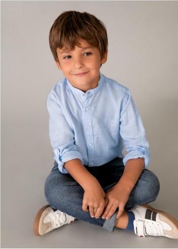 CAMISA MANGA LARGA CUELLO MAO NIÑO