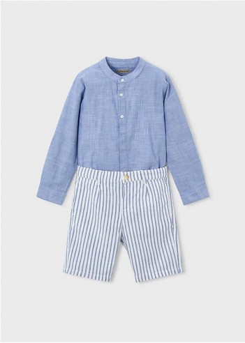 CONJUNTO DE BERMUDA Y CAMISA CON LINO...