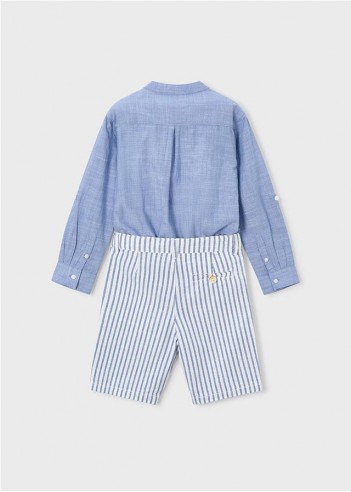 CONJUNTO DE BERMUDA Y CAMISA CON LINO...