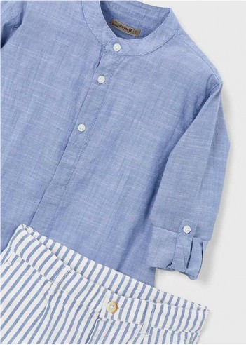 CONJUNTO DE BERMUDA Y CAMISA CON LINO...