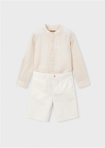 CONJUNTO DE BERMUDA Y CAMISA CON LINO...
