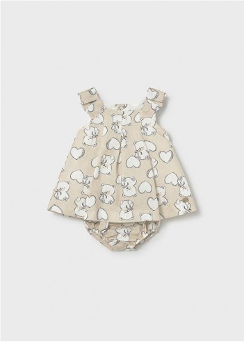 VESTIDO ESTAMPADO CON LINO RECIÉN NACIDA