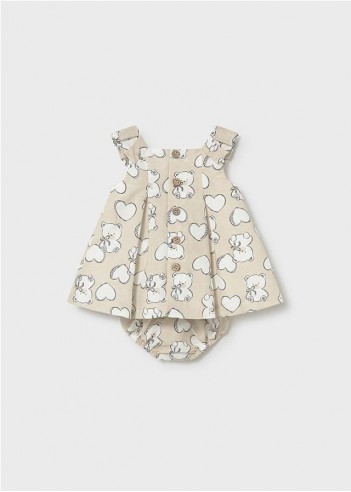 VESTIDO ESTAMPADO CON LINO RECIÉN NACIDA