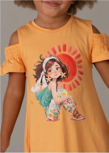 VESTIDO ABERTURAS CON BOLSO NIÑA