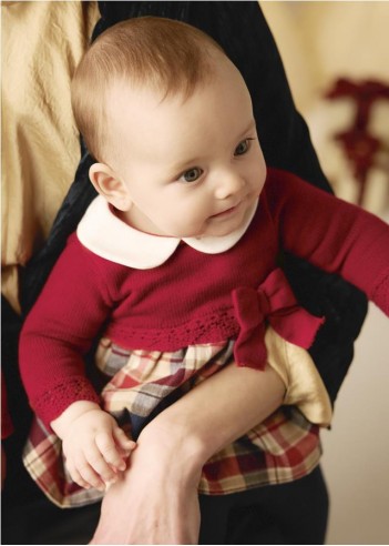 VESTIDO TRICOT COMBINADO RECIÉN NACIDA