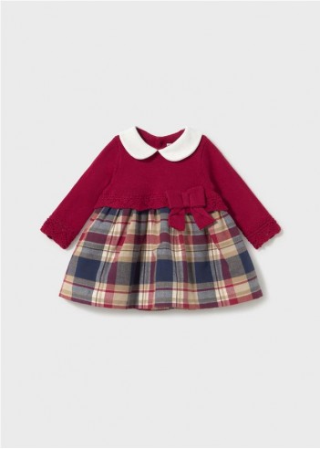 VESTIDO TRICOT COMBINADO RECIÉN NACIDA
