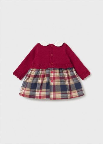 VESTIDO TRICOT COMBINADO RECIÉN NACIDA