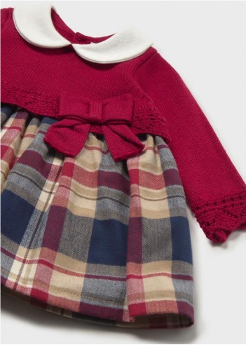 VESTIDO TRICOT COMBINADO RECIÉN NACIDA