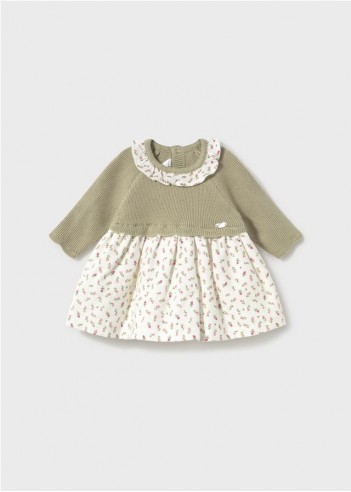 VESTIDO TRICOT COMBINADO RECIÉN NACIDA