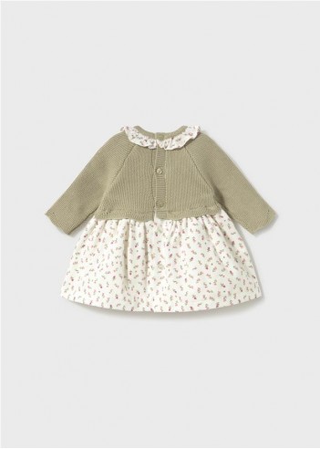 VESTIDO TRICOT COMBINADO RECIÉN NACIDA