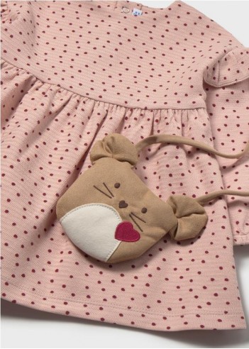 VESTIDO ESTAMPADO CON BOLSO BEBÉ