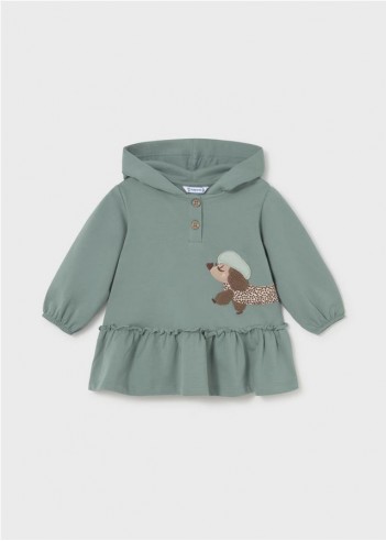 VESTIDO CON CAPUCHA VOLANTES BEBÉ
