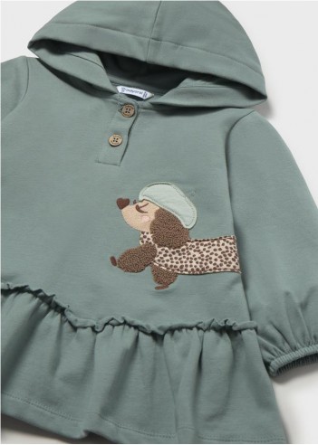 VESTIDO CON CAPUCHA VOLANTES BEBÉ