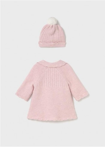 ABRIGO TRICOT CON GORRO RECIÉN NACIDA ABRIGO TRICOT CON GORRO RECIÉN NACIDA